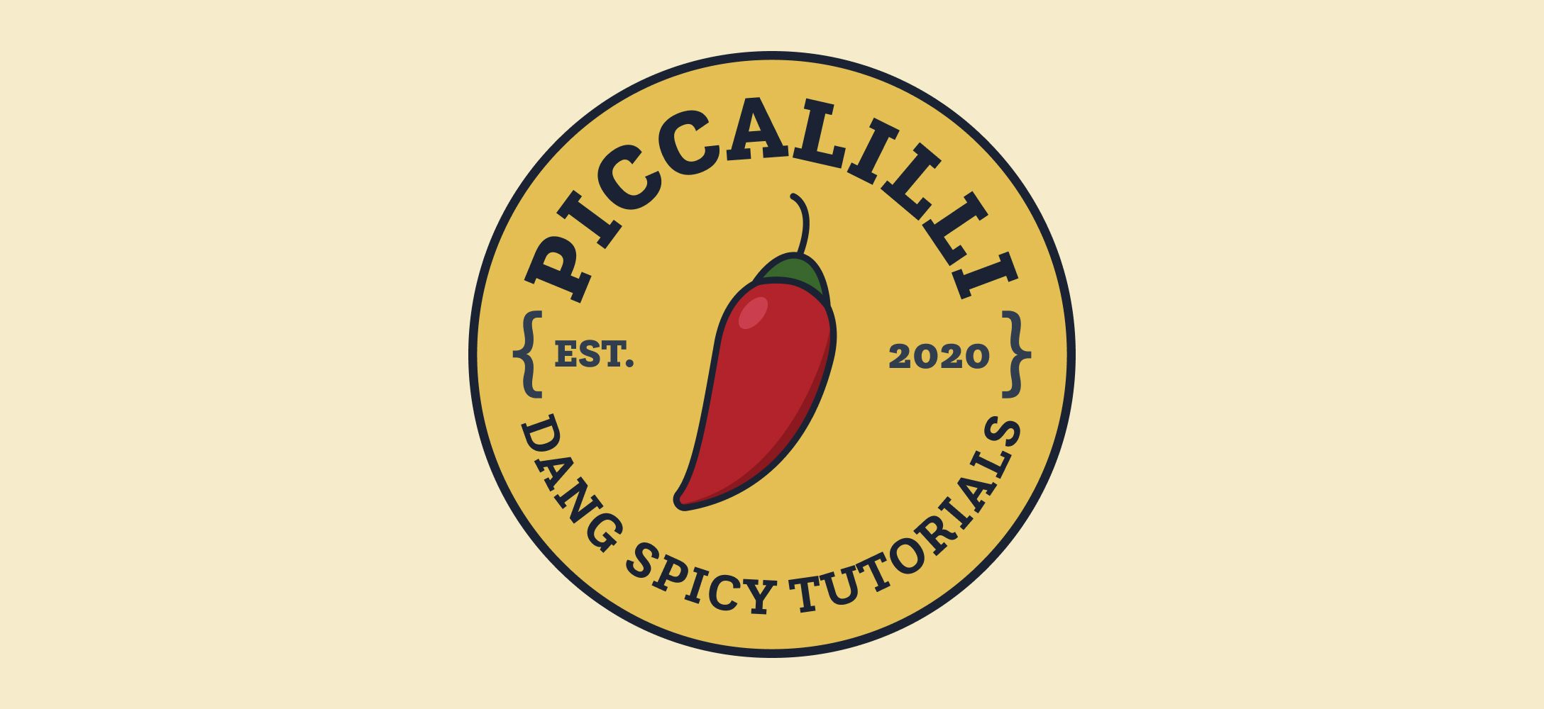 The Piccalilli logo, which is a badge with “Piccalilli - Dang Spicy Tutorials” written around the edges with a red chilli in the middle